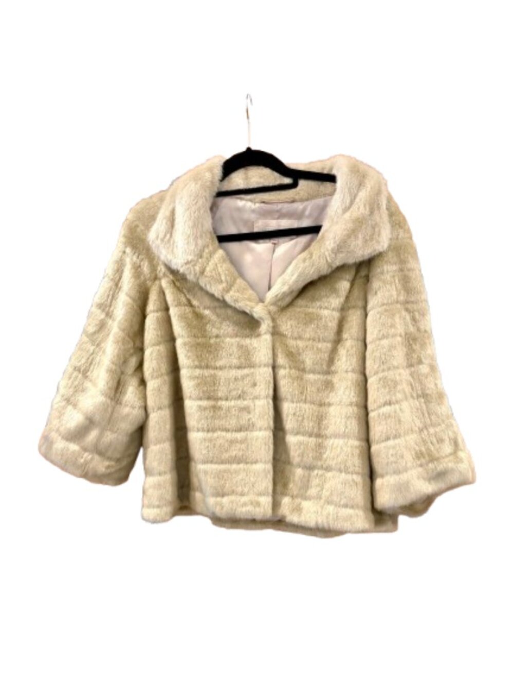 DONNA SALYERS FABULOUS FURS~Plush Sheared Mink~FAUX FUR CROPPED JACKET Sz L